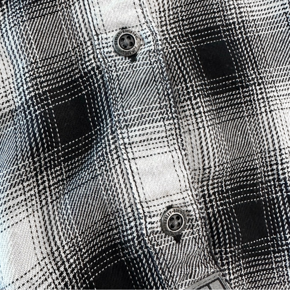Harley Davidson Black & White Plaid Top - Picture 6 of 7